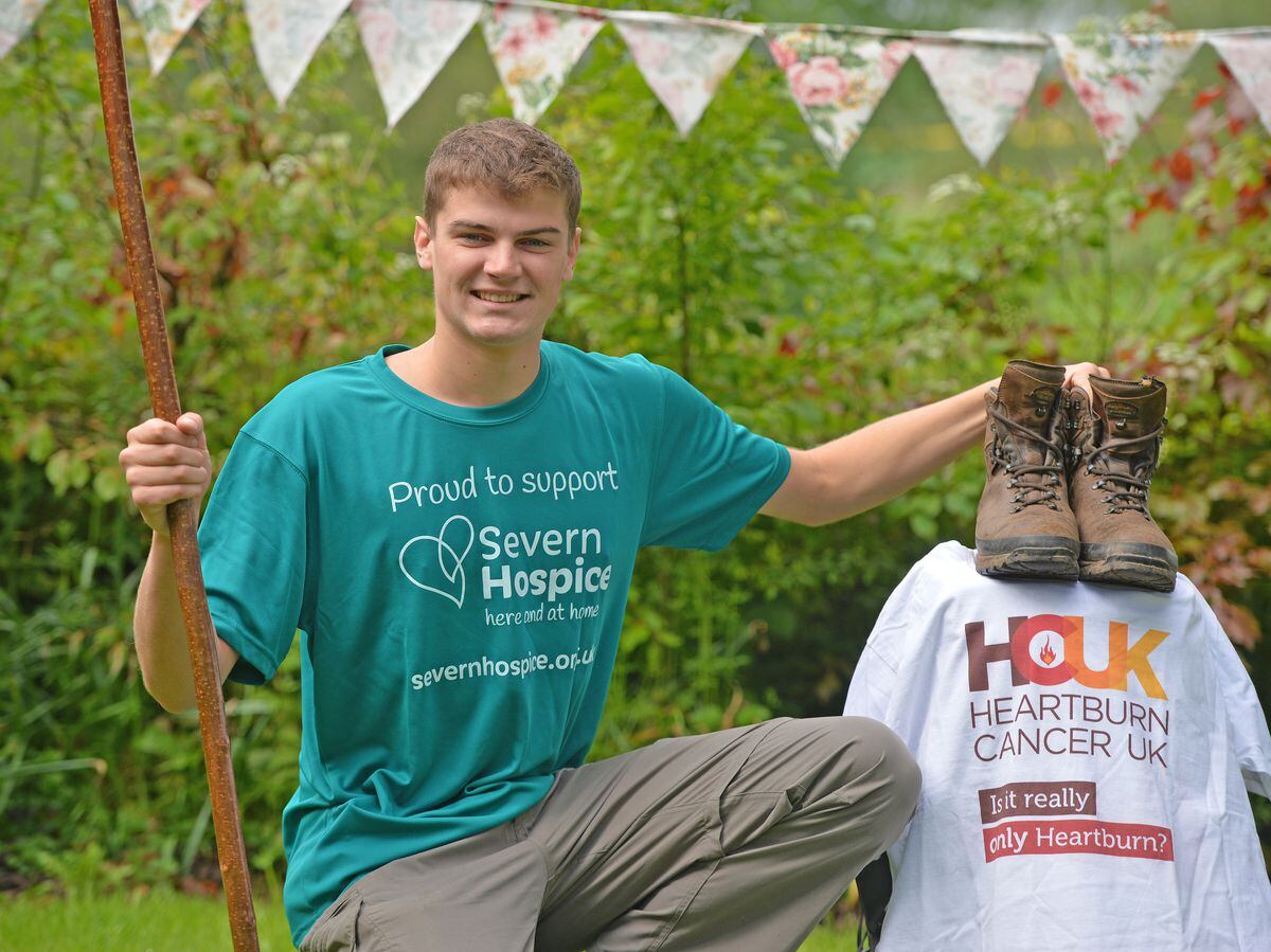 Tobias Branston (19) from Shifnal, will be walking from Land's End to John O'Groats to raise money for Severn Hospice and Heartburn Cancer UK 