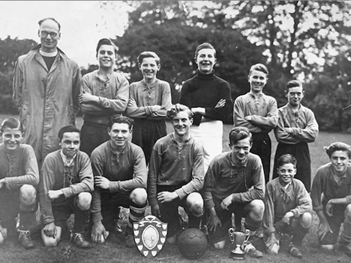 Little Drayton Recreation Ramblers with the shield and cup in about 1947.