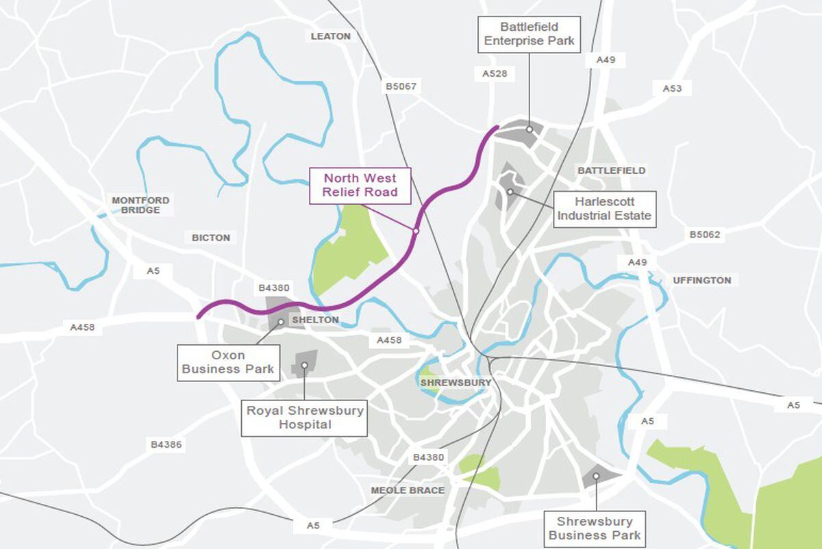 A map of the planned North West Relief Road