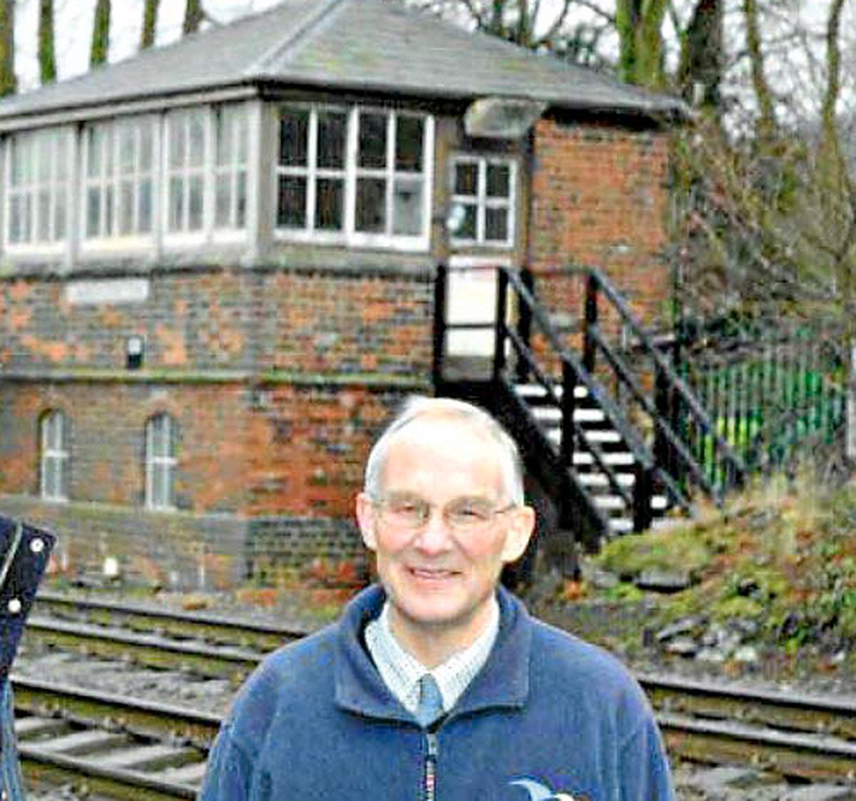 Ian Dormor by the Church Stretton signal box shortly before its demolition