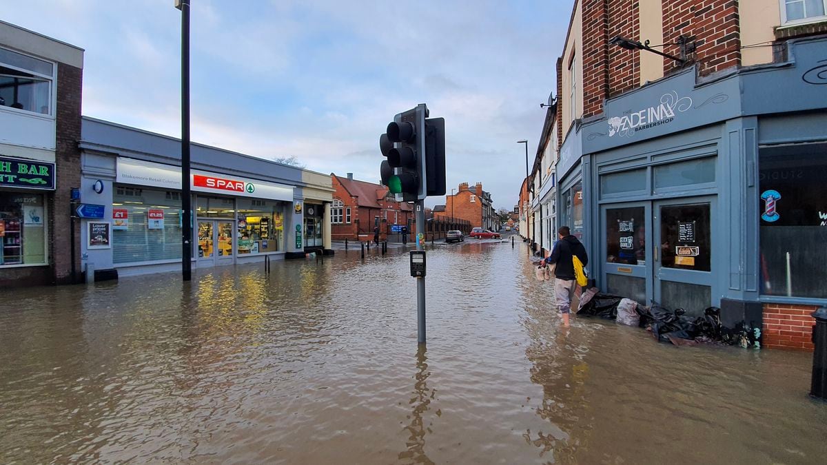 Flooding in Coleham, Shrewsbury. Photo: Owain Betts