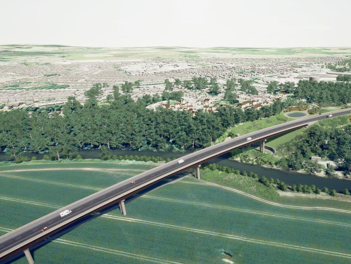 An artist's impression of how Shrewsbury's North West Relief Road may look.