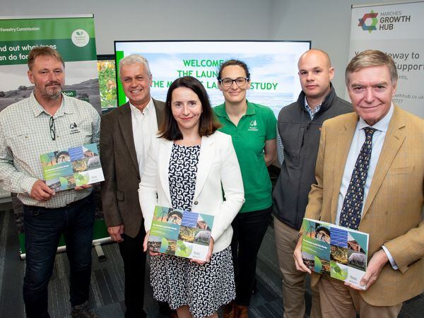 Wayne Barnes (Partnership and Expertise Officer, Forestry Commission), Colin Preston MBE (Chair of the Marches Local Nature Partnership), Rachel Laver (Marches LEP CEO), Lisa Barlow (Woodland Creation Officer), Ed Brown (Hutchinsons Crop Production Specialists) and Philip Dunne MP