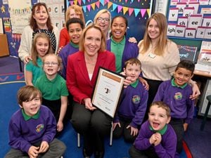 Helen Morgan MP visited Buntingsdale Primary School, Market Drayton, to present the school with a mental health award