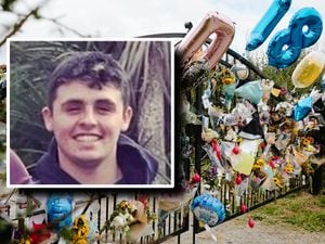 Tributes left in Bishop's Castle to Dylan Price, inset, who died aged 18