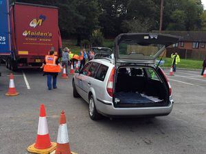 Volunteers prepare to hand out bottled water. Photo: Severn Trent.