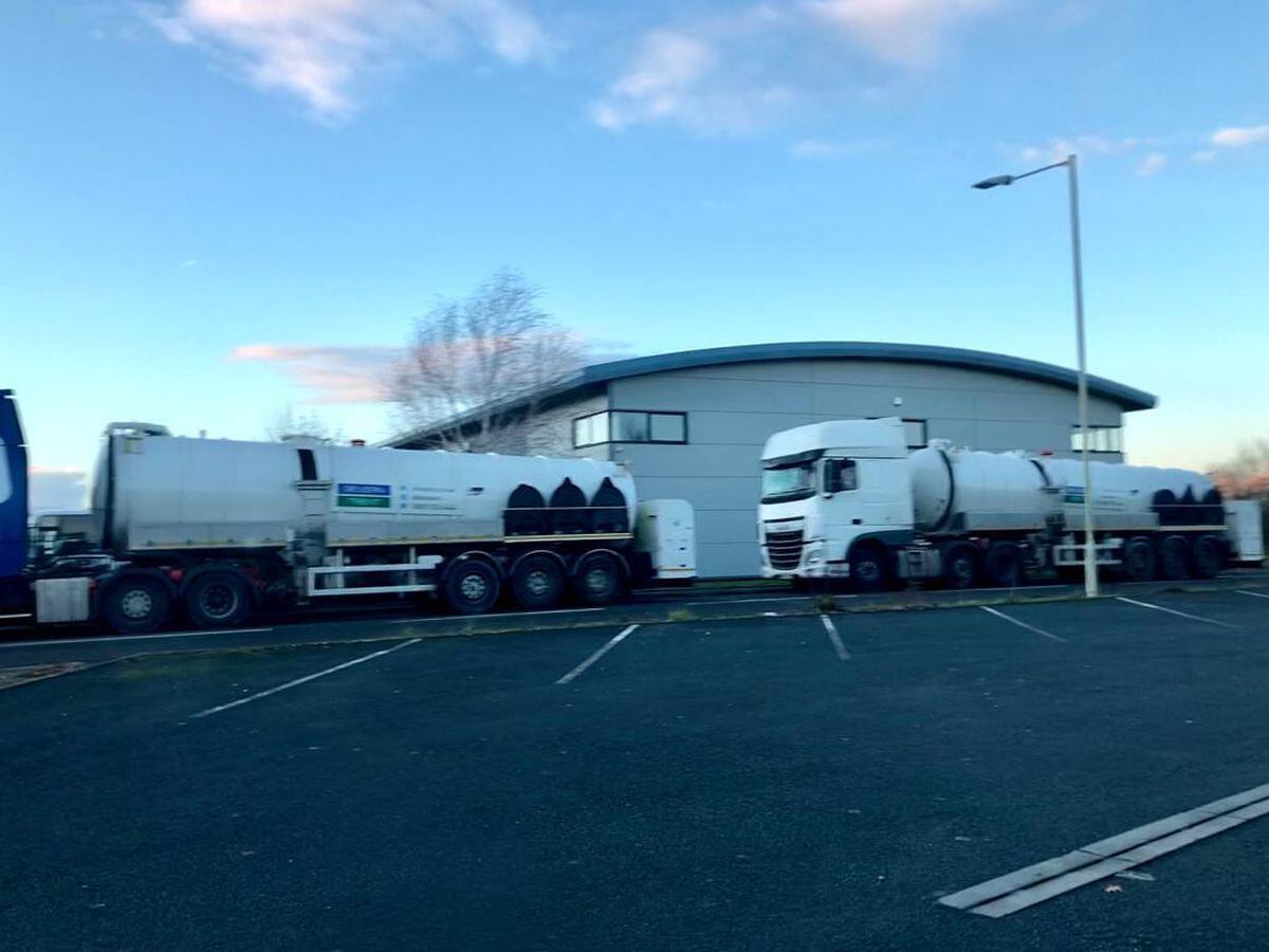 Severn Trent water tankers at Ellesmere Business Park