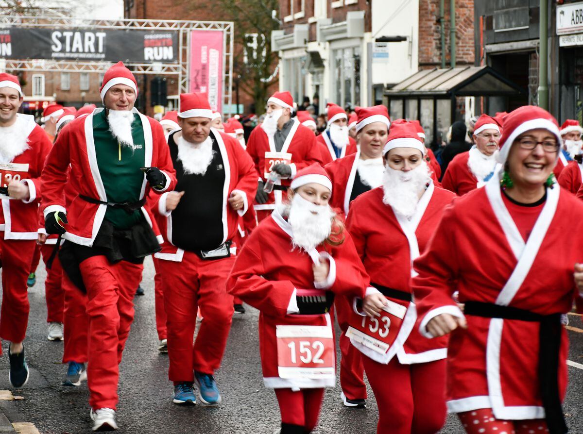 Oswestry's Santa Run saw more than 350 turn out for the event. Picture: Graham Mitchell