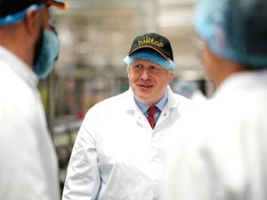 
              
Prime Minister Boris Johnson during a visit to Hilltop Honey in Newtown, Powys, Wales. Picture date: Friday May 20, 2022. PA Photo. See PA story POLITICS Johnson. Photo credit should read: Ben Birchall/PA Wire
            
