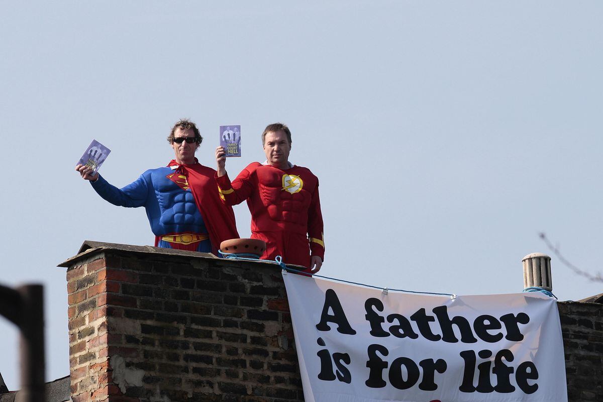 Protesting on the roof of Harriet Harman's house in 2008