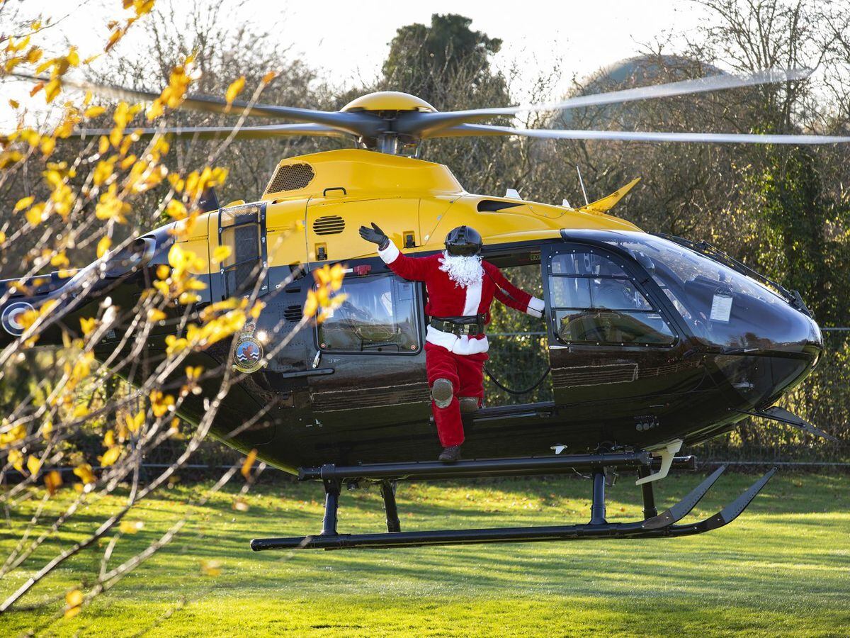 Father Christmas arrives at St Mary’s Primary School, Shawbury