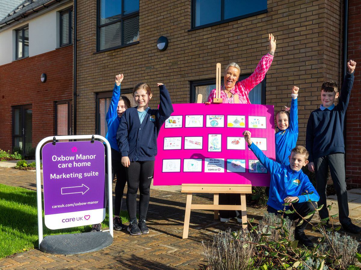 Care UK’s new care home in Shrewsbury, Oxbow Manor, has worked with pupils at Mereside C of E to create a special artwork to decorate the home’s marketing suite. Picture by Shaun Fellows / Shine Pix Ltd