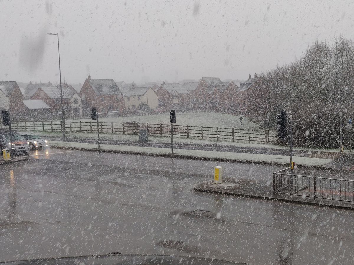 Sudden snow in Lawley on Tuesday afternoon
