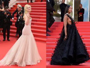 Elle Fanning (L) and Naomi Campbell