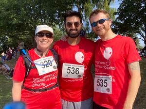 The Ellesmere 10k, Alex Greenwood from Shrewsbury with friends Indee and Jamie 