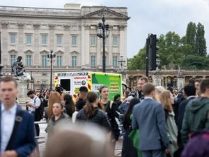 St John Ambulance outside Buckingham Palace. The charity is issuing guidance on queuing safely to see the Queen's coffin. 