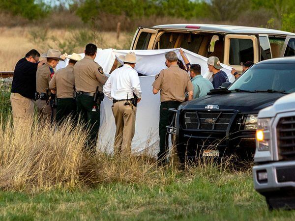 The scene in Uvalde, Texas, where migrants were found trapped in a train car