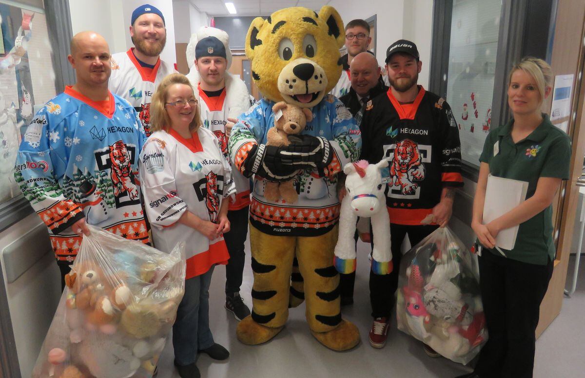 The Telford Tigers visited Telford's Princess Royal Hospital to hand out toys on the children's ward