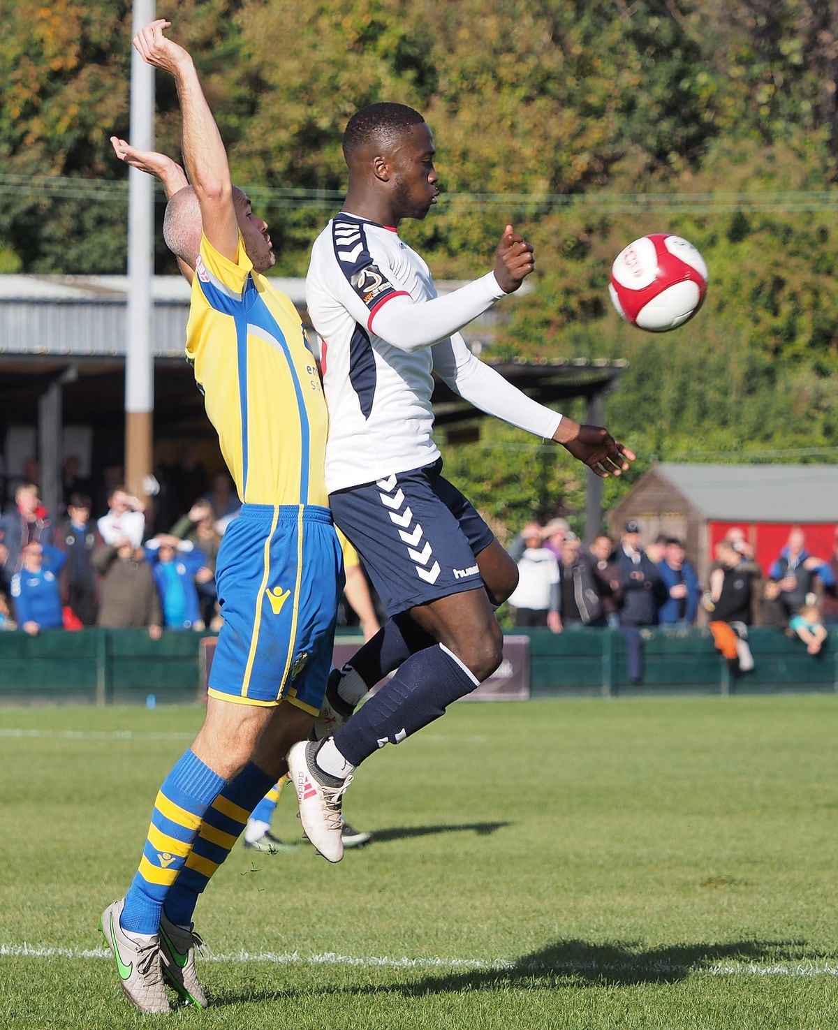 Daniel Udoh takes the ball on his chest.