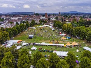 Aerial shot of Shrewsbury Food Festival 2021