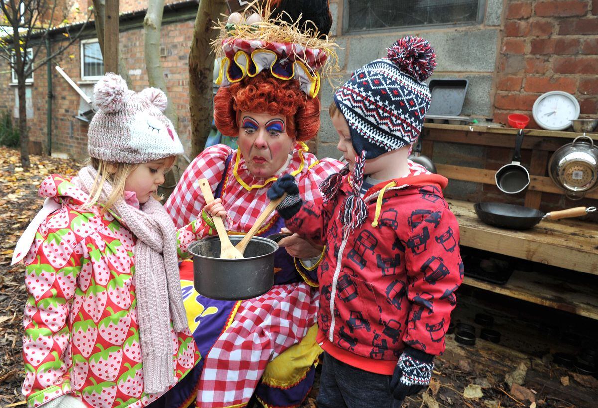Panto dame Bradd Fitt with Lauren Cook and George Gilchrist