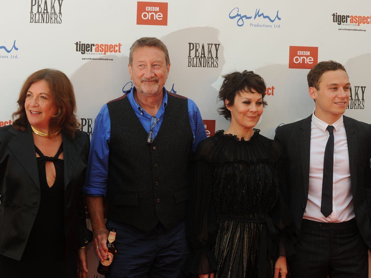 Helen McCrory, pictured centre right, at the Peaky Blinders season five premiere in Birmingham alongside Caryn Mandabach, Steven Knight and Finn Cole
