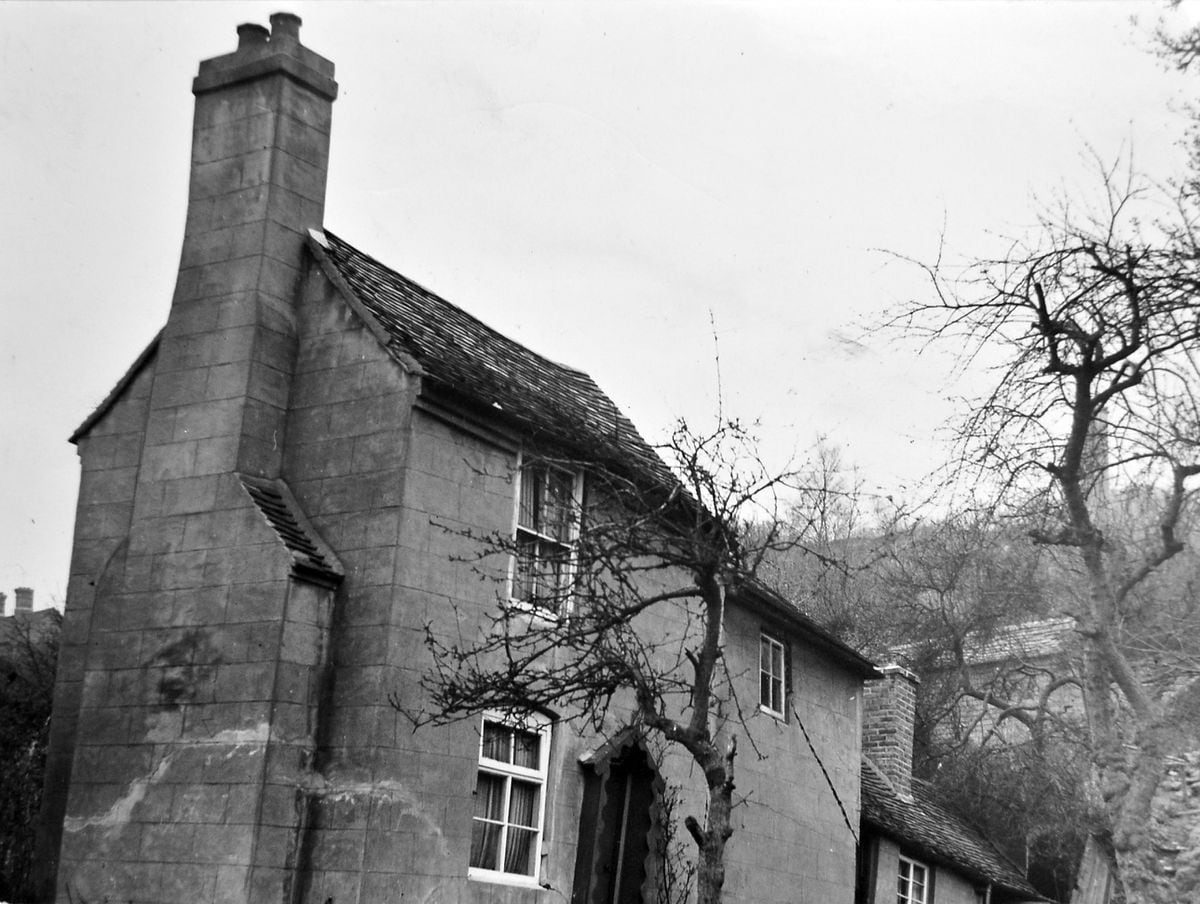 An abandoned Jackfield house leans at a crazy angle in April 1952.