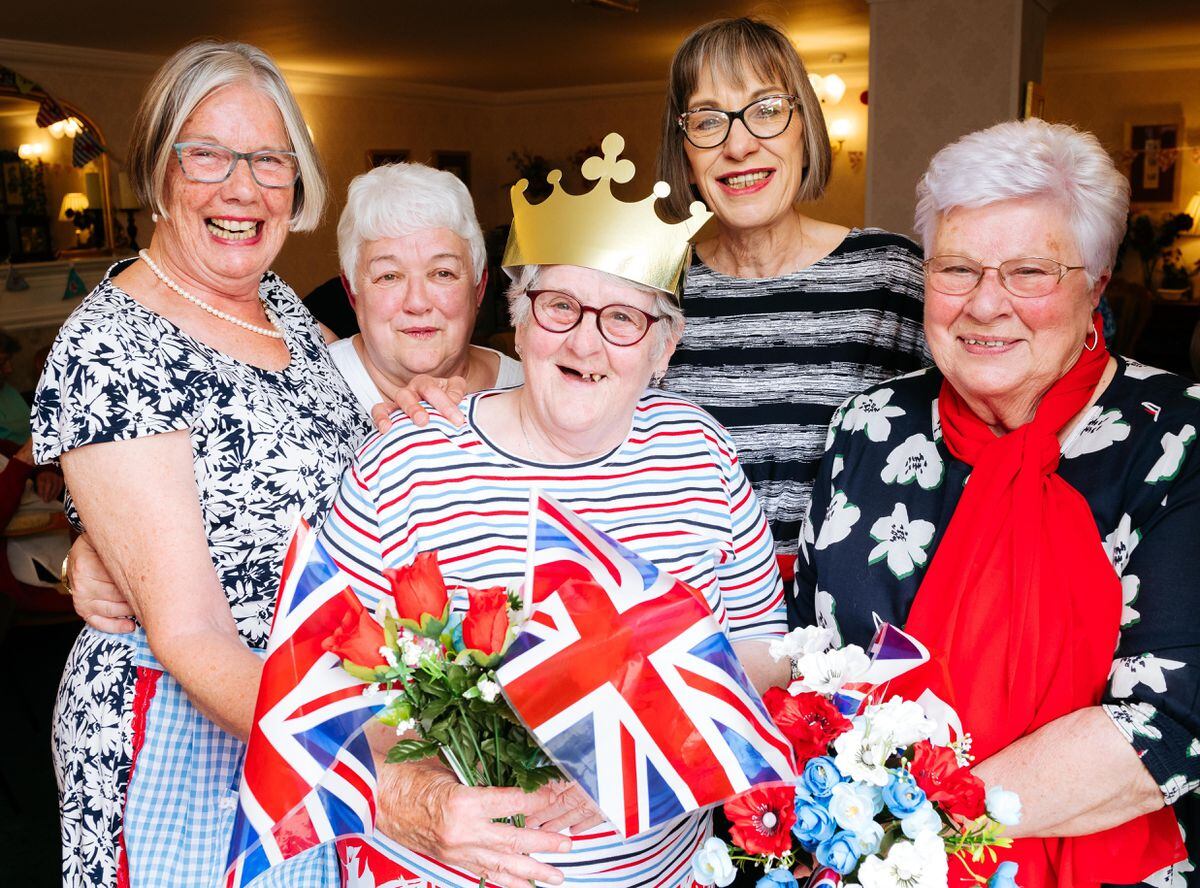  Jubilee Party at Abraham Court in Oswestry. In Picture left to right Judith Pearson, Val Smout, Shelia Cooke, Alison French and Gwen Hill.