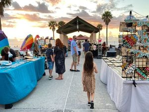 Walking through a market at sunset in Clearwater