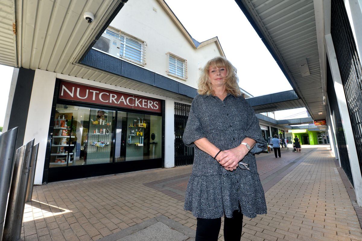 LAST COPYRIGHT SHROPSHIRE STAR STEVE LEATH 08/07/2022..Pic in Oakengates of business on and around the Limes Walk area, where there are proposals to demolish one building and turn other business's upstairs rooms into flats. Tracey Moseley from Nutcrackers Salon..