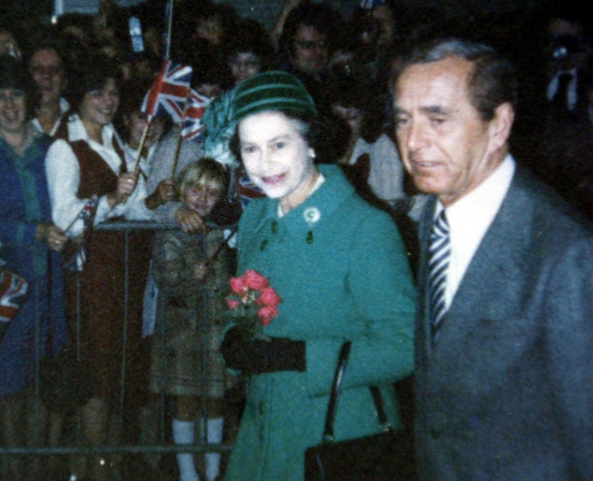 The Queen during her visit to the opening of Telford town centre in November 1981. Chairman of Telford Development Corporation, Lord Northfield, is on the right. Picture supplied in 2006 by 91 year old Winifred Holyhead, from Netherwood Residential Home, Shifnal