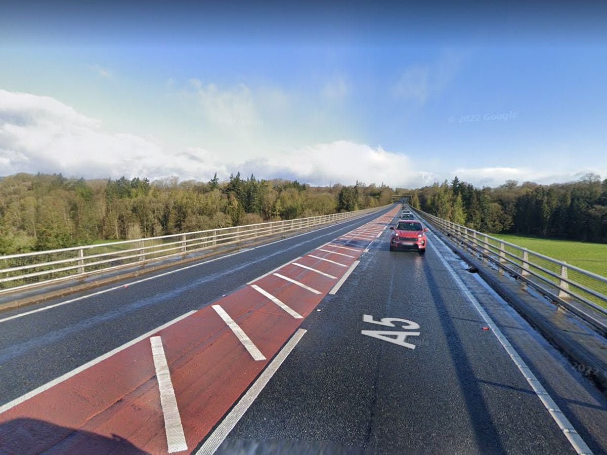 The crash occurred on the the bridge over the Ceiriog river, on the M5 near the Gledrid roundabout. Photo: Google.
