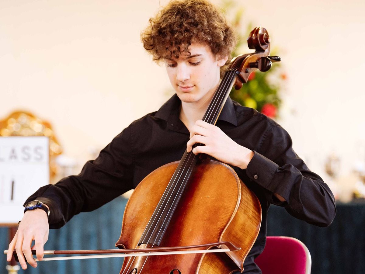 Shropshire's young musician of the year Ben Richards performing on cello at Minsterley Eisteddfod.