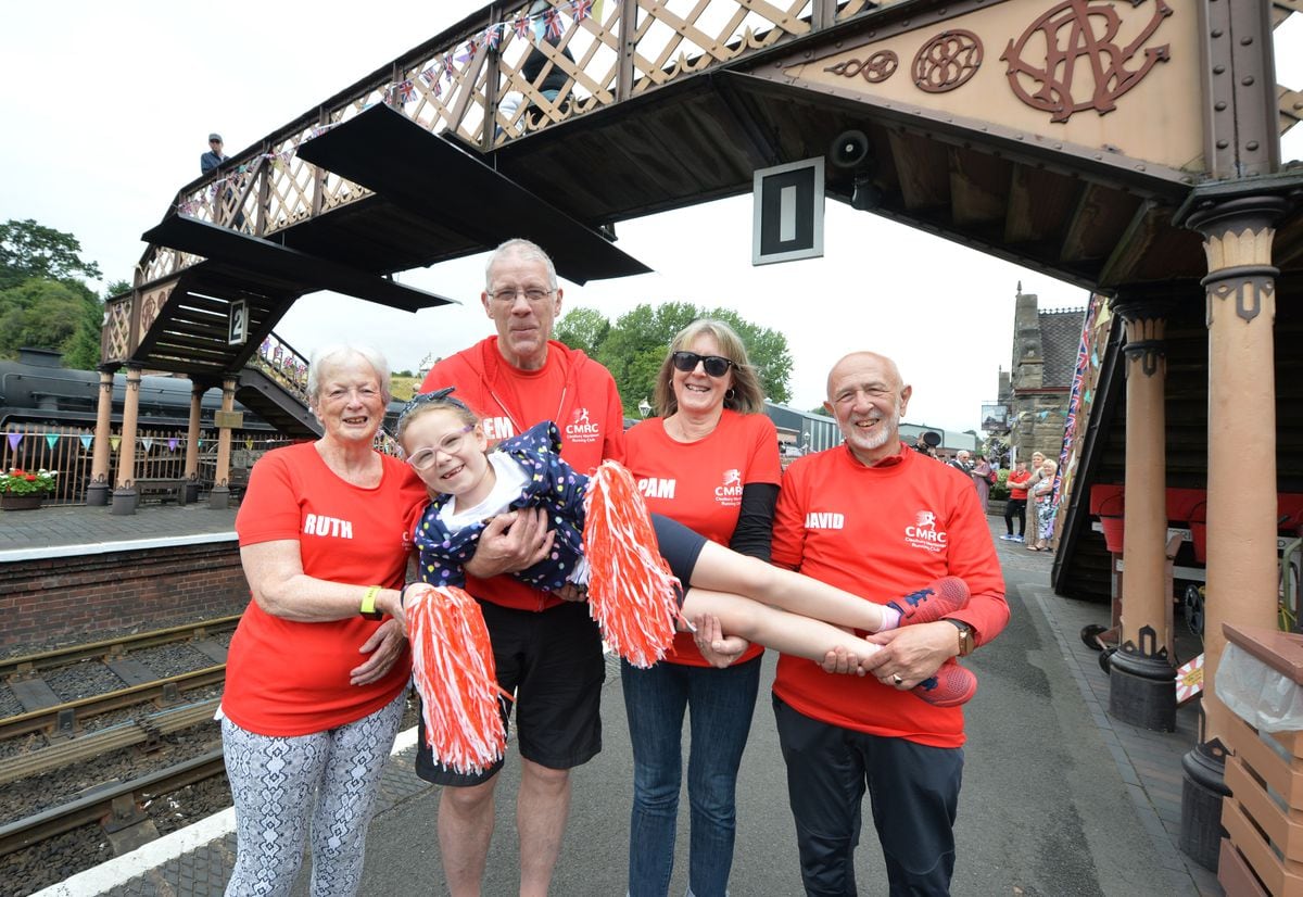 Members of the Cleobury Mortimer Running Club, left to right: Ruth Alliston, Jeremy Ferguson, Pam Edwards and David Alliston, with six-year-old Megan Price