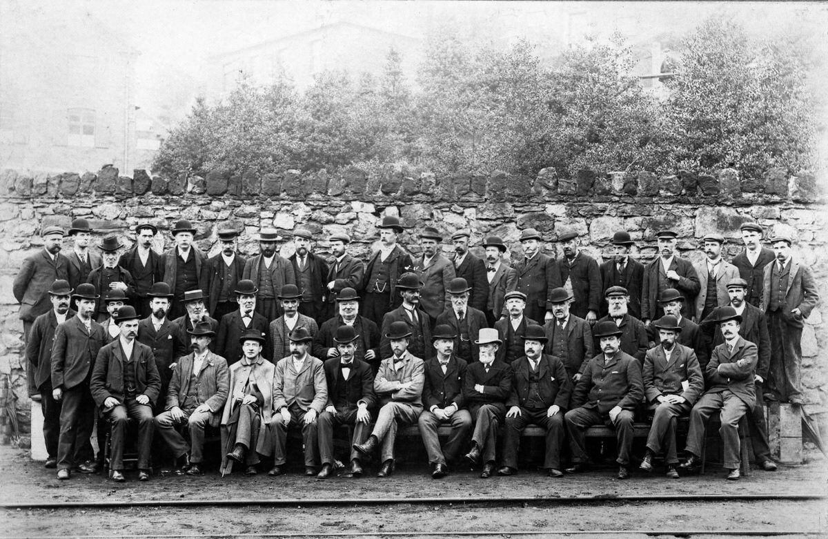 Coalbrookdale Company workers, photographed at the Ironworks in 1900 