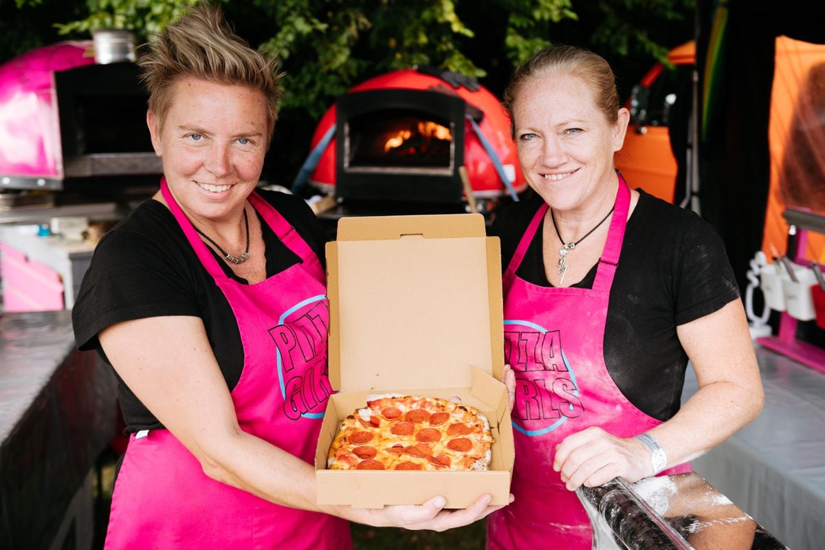 Angela Twigg and Sara Thomas from Pizza Girls based in Ludlow