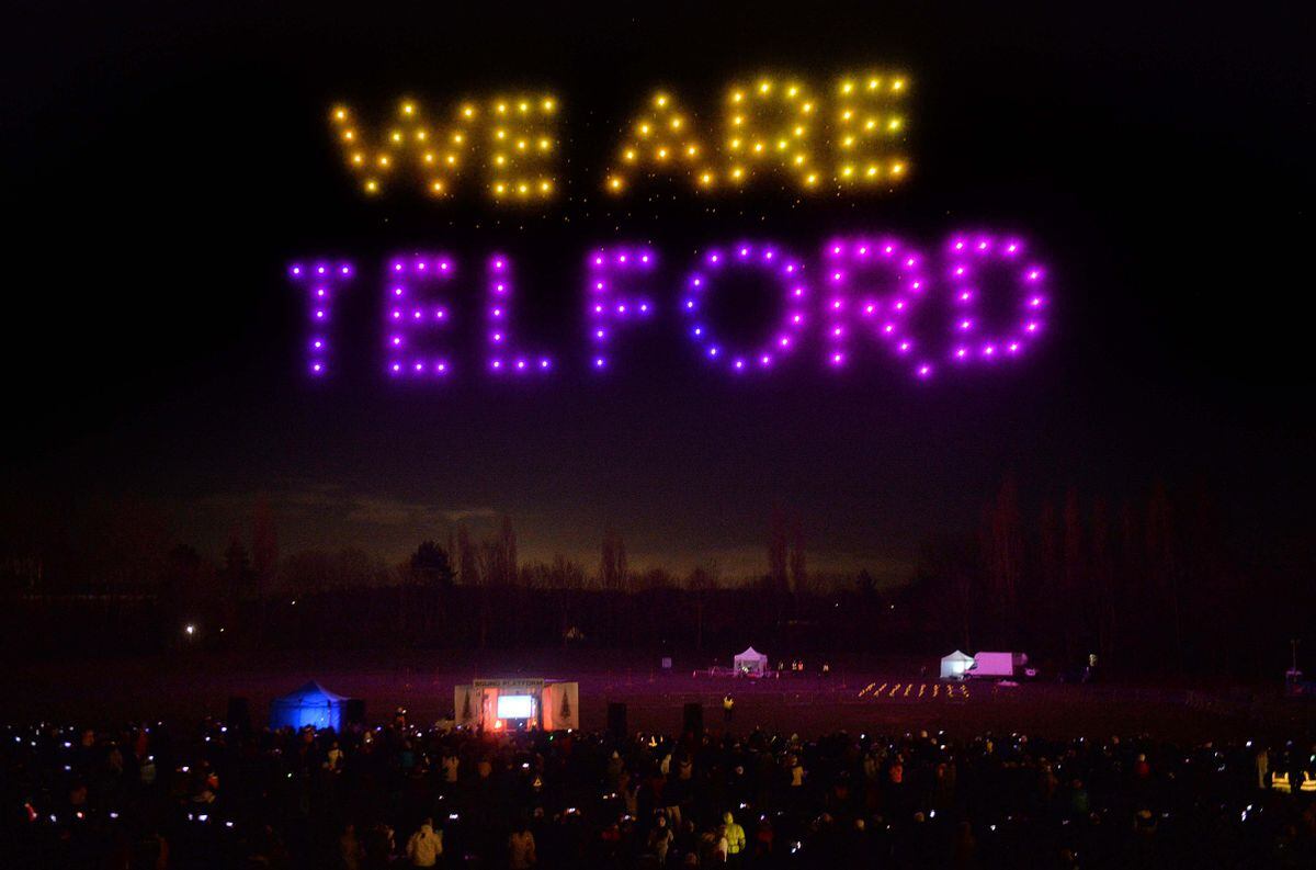 The 'We Are Telford' drones display