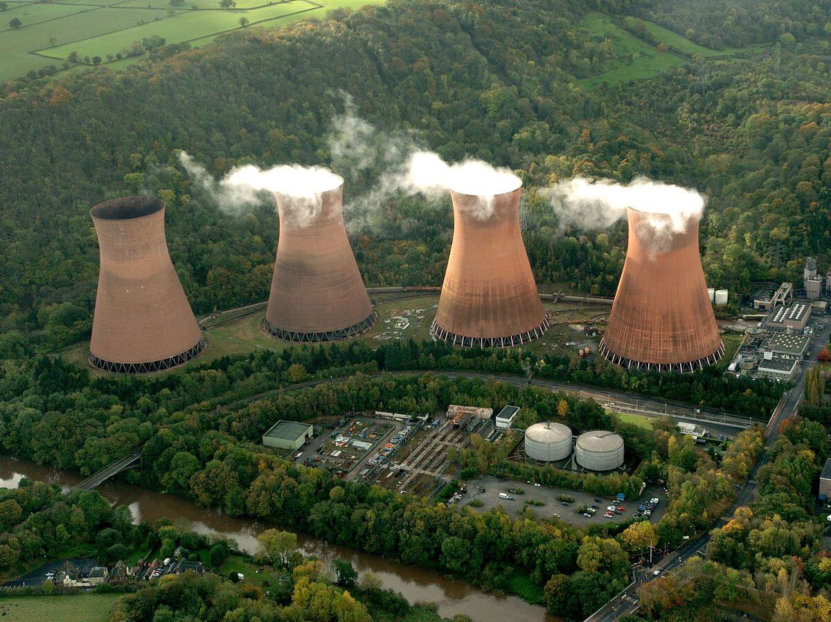 Ironbridge Power Station's cooling towers before their demolition
