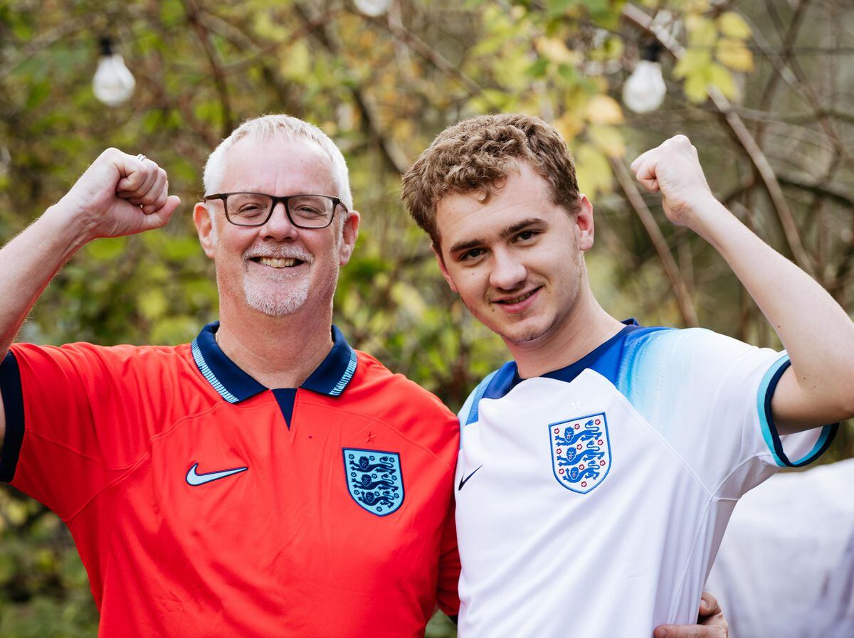 England fans Graeme Harley and son Dylan, from Priorslee in Telford