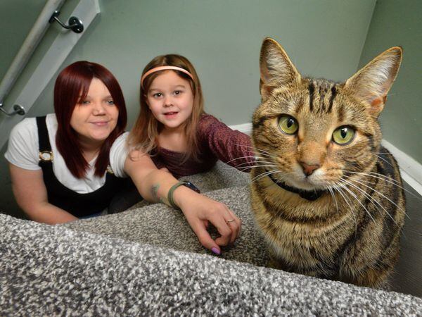 Jodie Rhodes and five-year-old Chloe Doughty are delighted to have Cleo back home