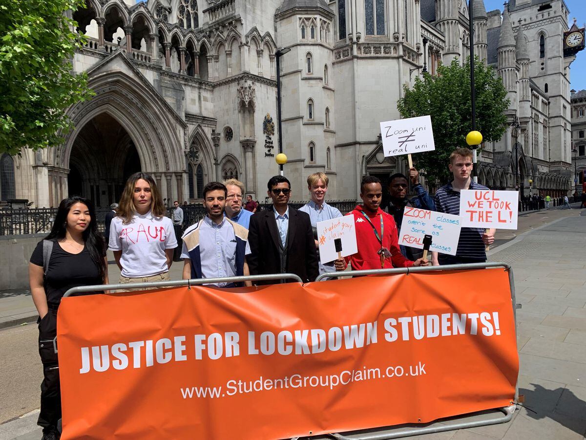 Students gathered in support of the legal action against University College London
