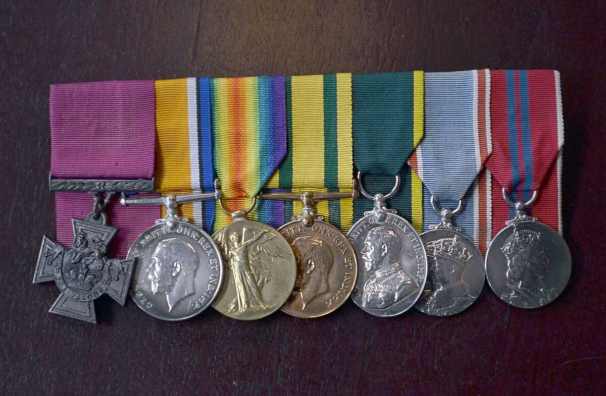 Replicas of Harold Whitfield's medals were taken to the ceremony.