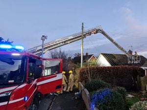 Firefighters at the scene of the fire in Condover. photo: Shropshire Fire and Rescue Service 