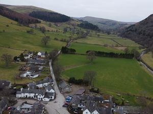 Police used a drone to get a bird's eye view of the Glyn Ceiriog area 