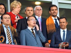 Jeff Shi of Fosun International Limited and Wolverhampton Wanderers, Guo Guangchang the chairman of Fosun International Limited owner of Wolverhampton Wanderers and Jorge Mendes Sports Agent