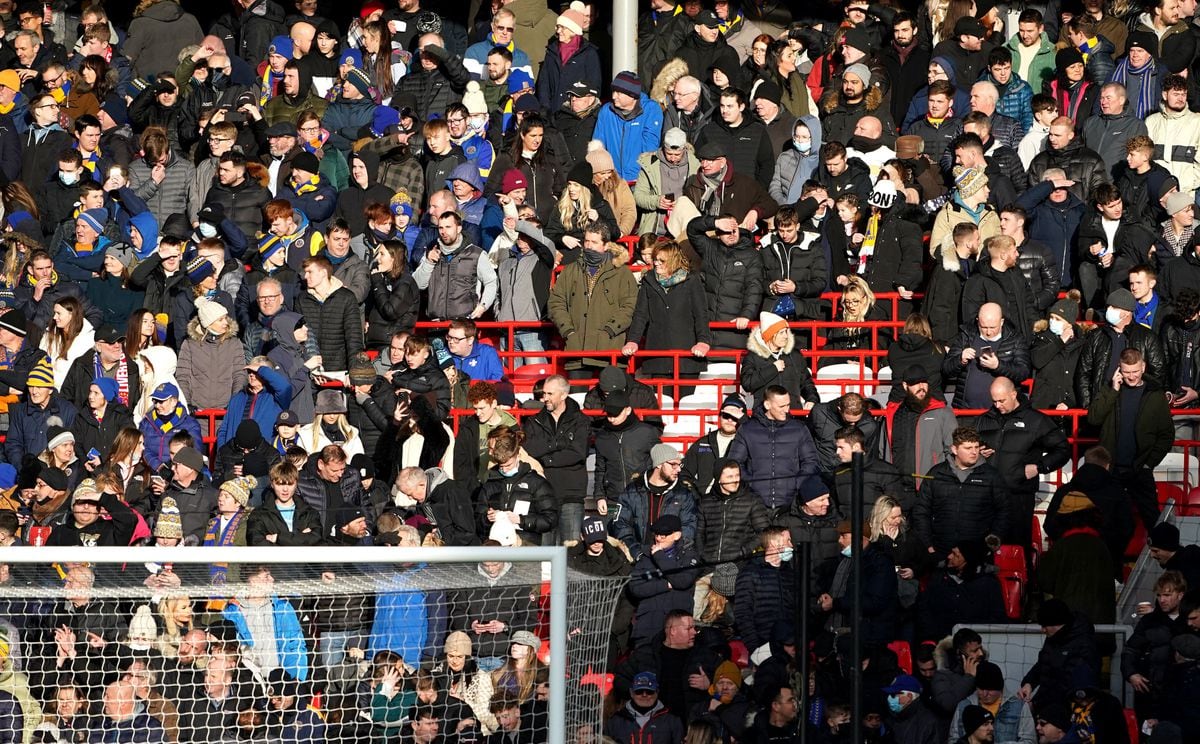 Shrewsbury Town fans during the Emirates FA Cup third round match at Anfield (PA)