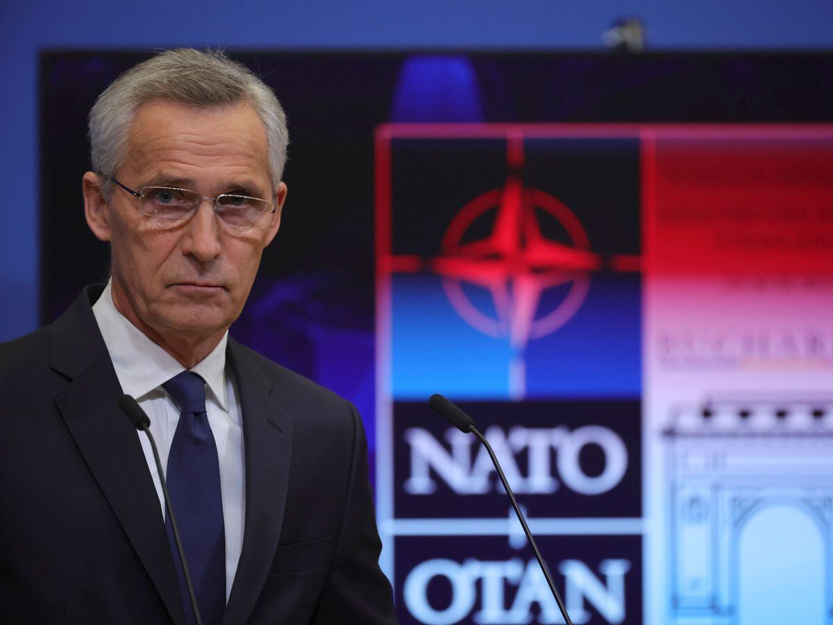 Nato secretary-general Jens Stoltenberg speaks during a press conference at the Nato headquarters in Brussels