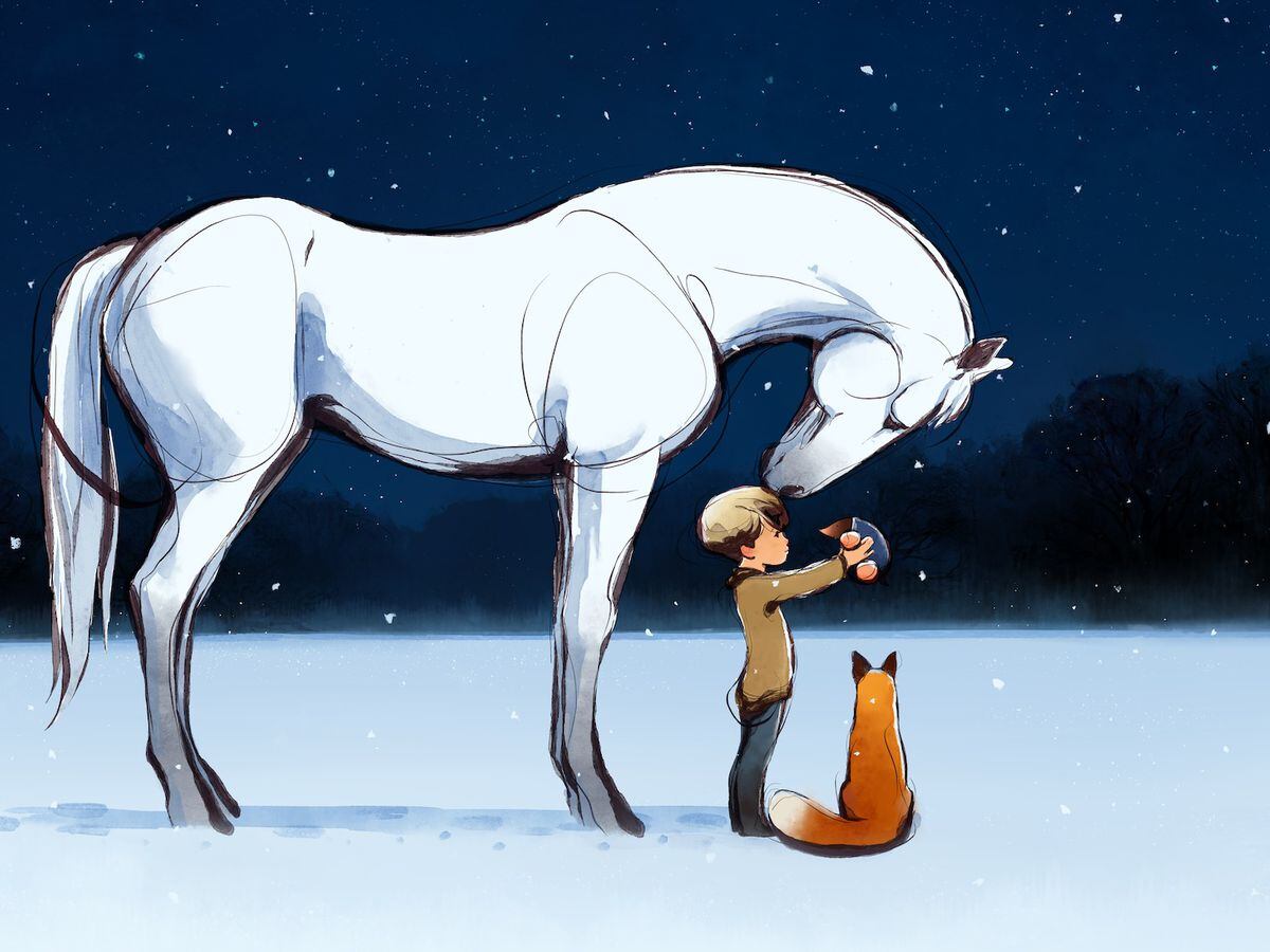 An image from the animated TV film of Charlie Mackesy's The Boy, The Mole, The Fox And The Horse