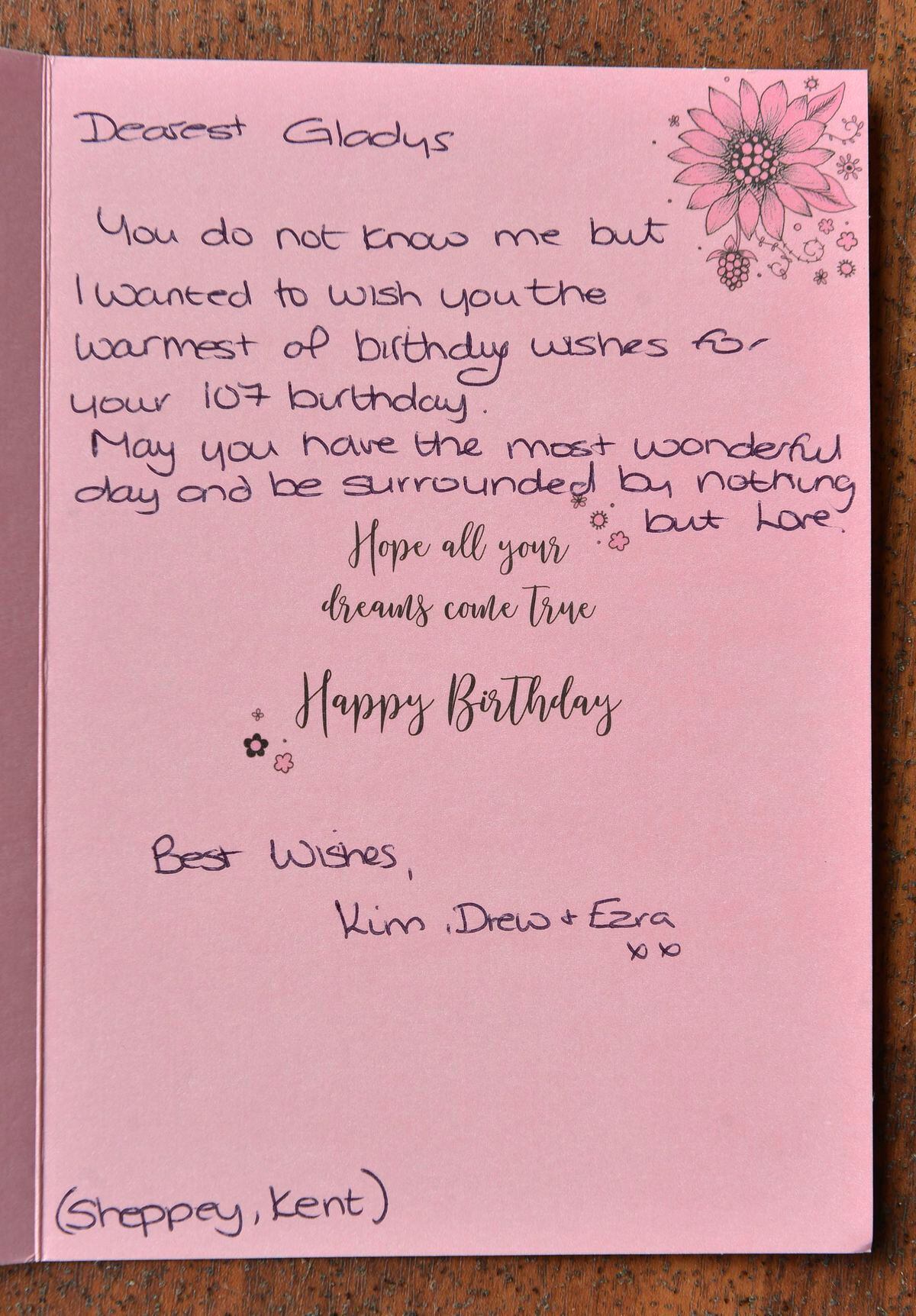 Another card from well-wishers, this time in Sheppey, Kent