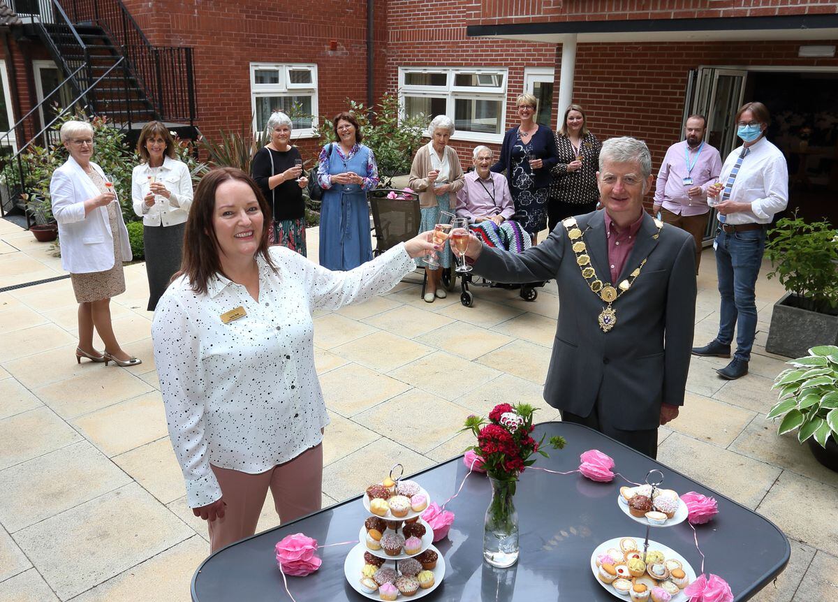 Lucy Holl, CEO at Morris Care, with Shrewsbury Mayor Julian Dean at Radbrook Nursing Home in Shrewsbury